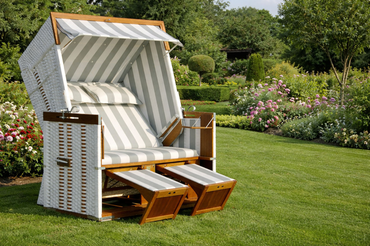 Strandkorb im eigenen Garten